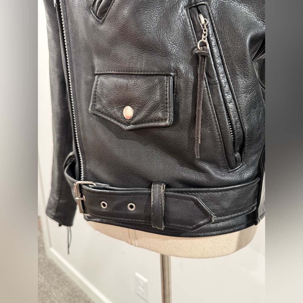 Vintage Open Road leather moto jacket, size men's XS - Picture 7 of 16